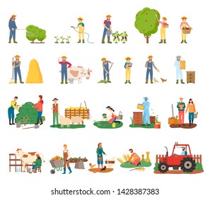 Farming People Vector Beekeeping Plantation Harvesting Stock Vector ...