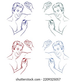 Deodorante De Rociación De Hombre Bajo Su Vector De Brazo Ilustración
