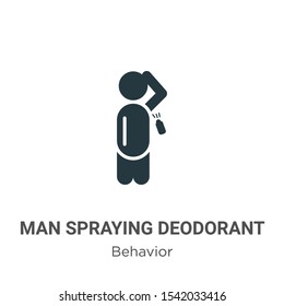 Man spraying deodorant vector icon on white background. Flat vector man spraying deodorant icon symbol sign from modern behavior collection for mobile concept and web apps design.