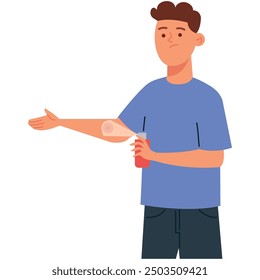 man spraying insect repellent isolated