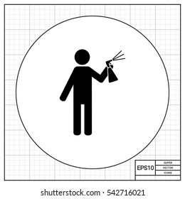 Man Spraying Liquid from Bottle Icon