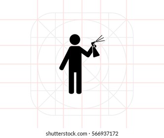 Man Spraying Liquid from Bottle Icon