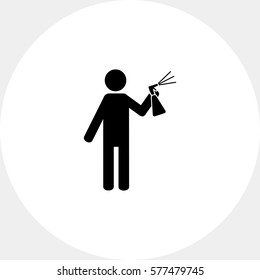 Man Spraying Liquid from Bottle Icon