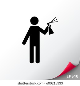Man Spraying Liquid from Bottle Icon