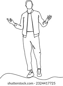 man spread his arms to the sides like bird or airplane face pointing up - one line drawing vector. concept dream, freedom, liberation, breathe deeply, triumph, victory, enlightenment