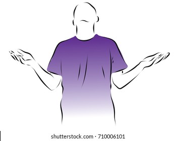 The man spread his hands to the side. A gesture of bewilderment, a gesture of question. spread his arms. Color vector illustration on the subject of gestures.