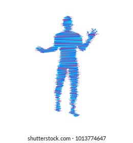 Man spreads hands to sides. Man doing balance gesture. Concept communication. Vector illustration.