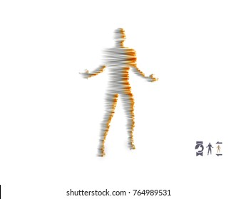 Man spreads hands to sides. Man doing balance gesture. Concept communication. Vector illustration.