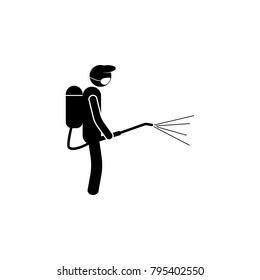 man sprinkles chemical agents icon. Element of farming and garden icons. Premium quality graphic design icon. Signs, outline symbols collection icon for websites, web design on white background