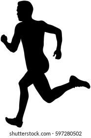 man sprinter runner running black silhouette