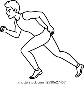 Man sprinting outline. Running man, athlete. One continuous line drawing vector. line art of young man athlete runner focus sprint run. Individual Outline of a runner, sport, competitive concept.