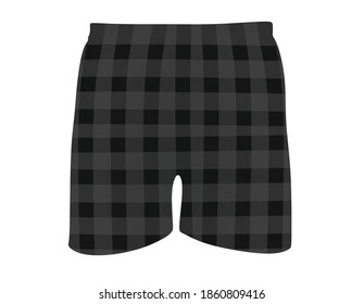 Man square pattern shorts. vector illustration
