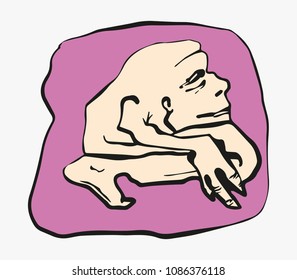 the man is squatting