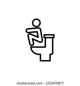 Man Squatting on the toilet Icon Outline Vector
