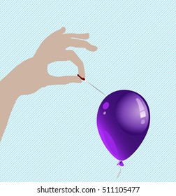 Man Stabs the Balloon with Needle