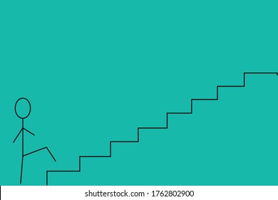 Man, stairs and aspiration for career development. Business and career development concept.