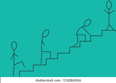 Man, stairs and career aspiration, Stages of success. Business and career development concept. do not give up