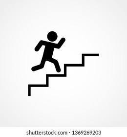 Man stairs icon. For web, business, finance and communication. Vector Illustration.