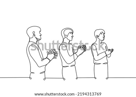 man stand and applaud looking in one direction - one line drawing vector. the concept of delight and admiration for someone else's work or speech