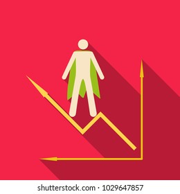 Man stand on schedule chart on table vector. Economic visualization information, business report graph illustration