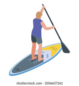 Man stand up paddle icon. Isometric of man stand up paddle vector icon for web design isolated on white background