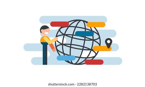 Representación del hombre mundo de la imagen mundial del vector