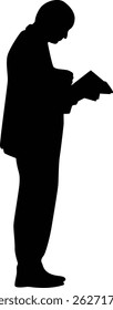 Man stand reading book silhouette illustration