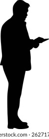 Man stand reading book silhouette illustration