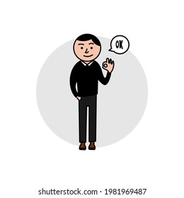 a man stand up and said ok vector cartoon