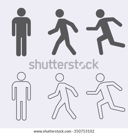 Man stand , walk and run outline icon set .Vector illustration