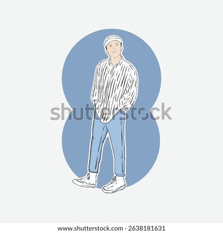 Man stand with white the t-shirt