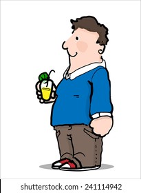 Man standing alone with cocktail in his hand