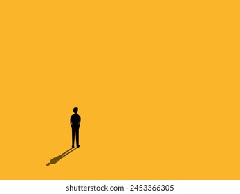 Man standing alone in empty space. vector 