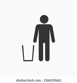 Man Standing beside Basket. Keep Clean Illustration. Applied as Simple Sign, Trendy Symbol for Design Elements, Websites, Presentation and Application -  Vector.