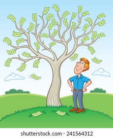 Man Standing Beside A Money Tree