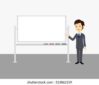 Man standing beside the whiteboard