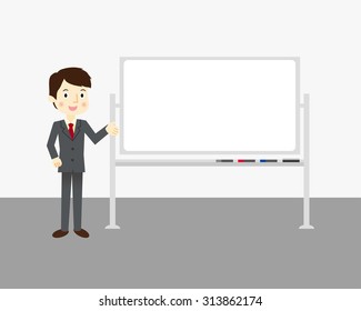 Man standing beside the whiteboard
