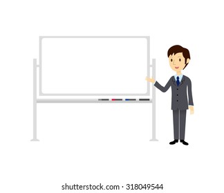 Man  standing beside a whiteboard