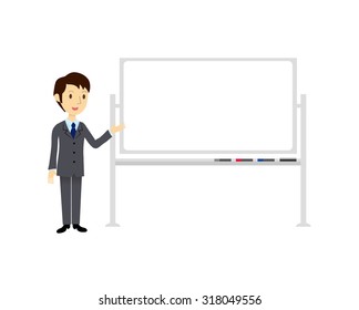 Man  standing beside a whiteboard