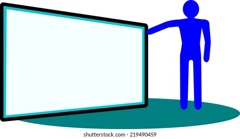 Man standing at the blackboard for your ad - vector