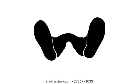 Mann stehend, Bodenansicht, schwarz, einzelne Silhouette