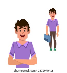 man standing with briefcase. office concept character design