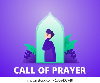 A man standing to call out of muslim for take a pray