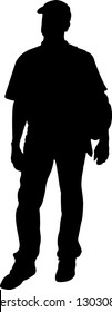 Man standing with cap silhouette