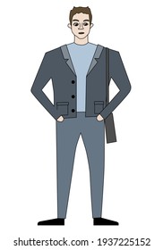 Man standing cartoon character isolated - vector illustration