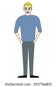 Man standing cartoon character isolated - vector illustration