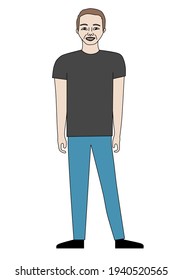 Man standing cartoon character isolated - vector illustration