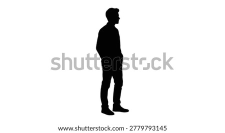 Man standing in casual clothes full body silhouette high quality