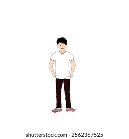 man standing in casual white t-shirt