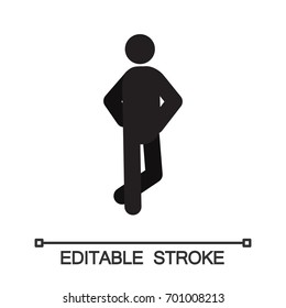 Man standing in confident pose silhouette icon. Successful person. Isolated vector illustration. Boss, businessman. Editable stroke